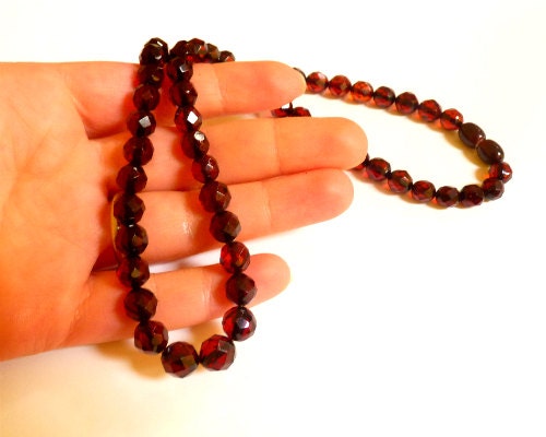 Baltic Amber Necklace Faceted Cherry Ball Beads Natural Jewelry 18.5" 14.7 gram