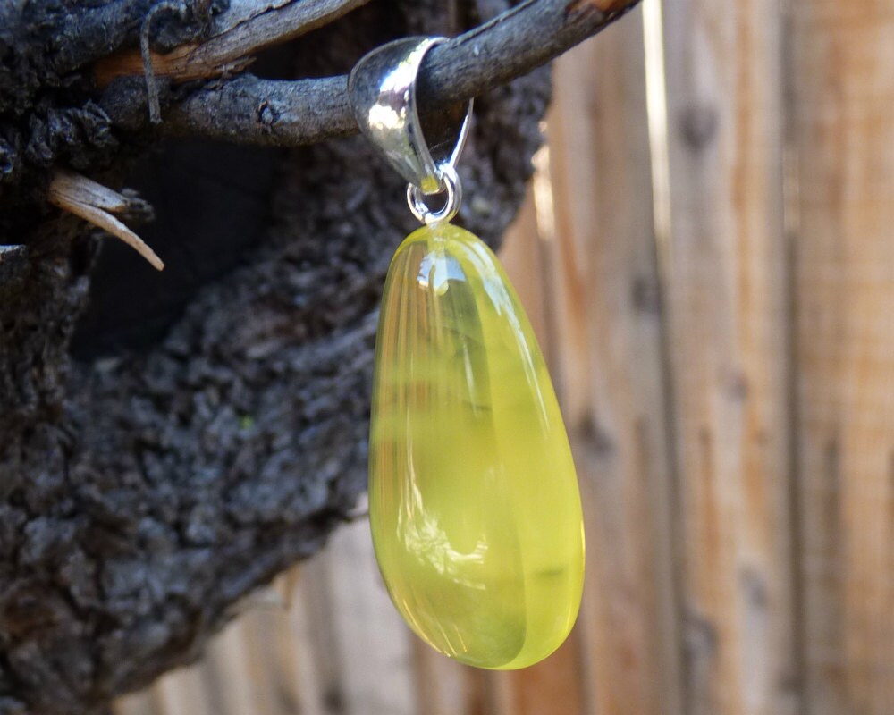 Baltic Amber Yellow Pendant Drop Natural Lemon Untreated Cloudy Unisex 2" 5.5 gram 925 Silver