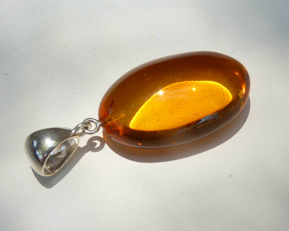 Baltic Amber Pendant Honey Natural Untreated Unisex Jewelry 1.83" 5.6 gram 925 Silver
