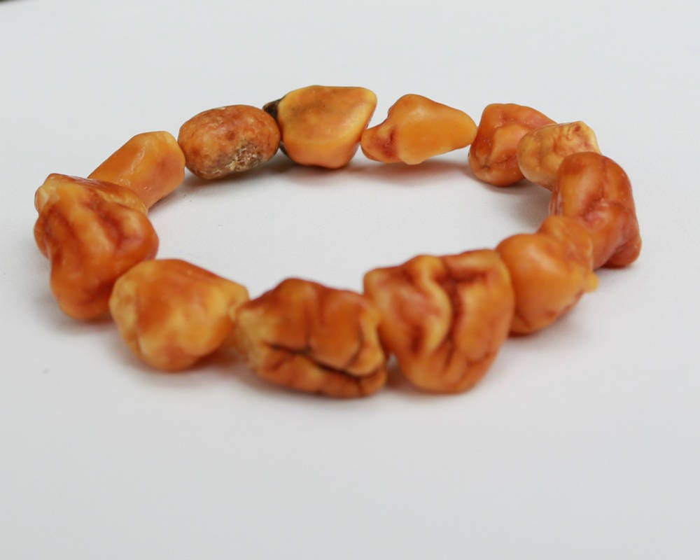 Baltic Amber Nodule Drop Bracelet Natural Untreated Raw 7.5″ 13.8 gram