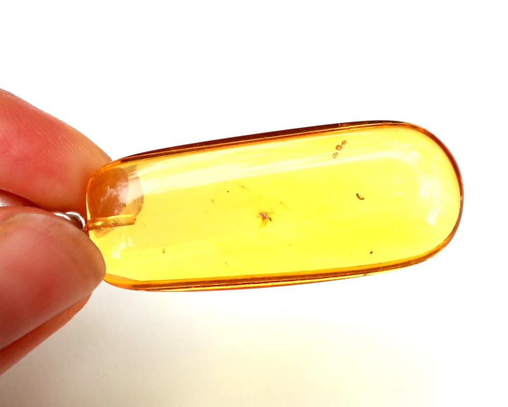 Baltic Amber Pendant with Fossil Insect Yellow Natural Untreated 2.12" 4 gram 925 Silveer