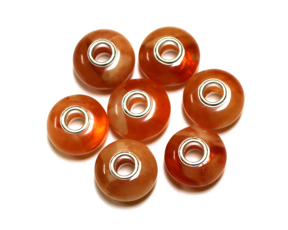 Baltic Amber Charm Bead for Bracelet Pink Natural