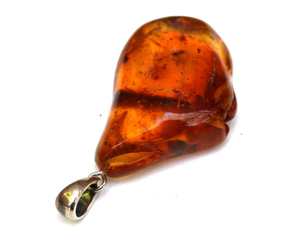 Baltic Amber Pendant with Fossil Insect Ant Natural Honey Untreated 2" 8.4 gram