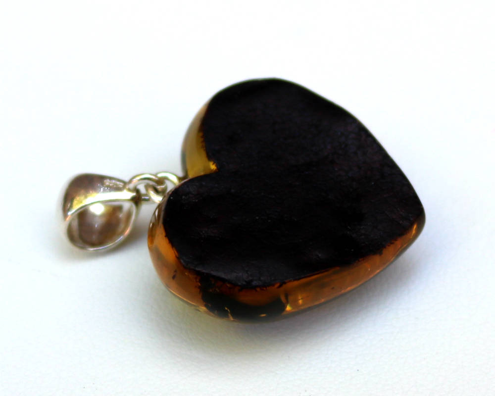 Baltic Amber Heart Pendant Green Sparkling Jewelry 1.43" 5 gram 925 Silver