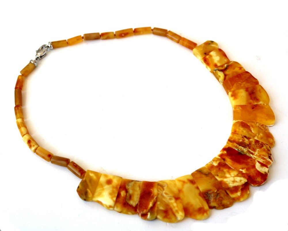 Baltic Amber Choker Yolk Butterscotch Natural Untreated Healing Jewelry Cleopatra 18" 30.7 gram 925 Silver