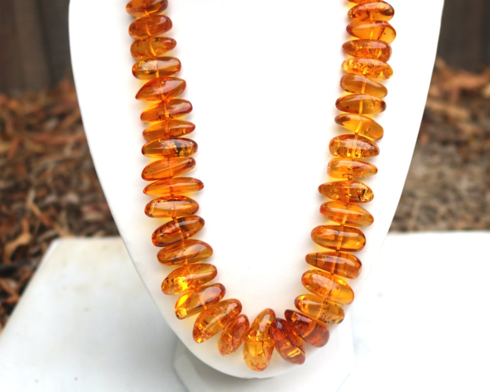 Baltic Amber Jewelry Necklace Honey Chunky Natural Beaded 22.5″ 75.8 gram