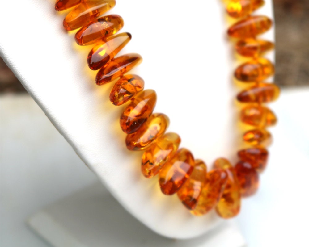 Baltic Amber Jewelry Necklace Honey Chunky Natural Beaded 22.5″ 75.8 gram