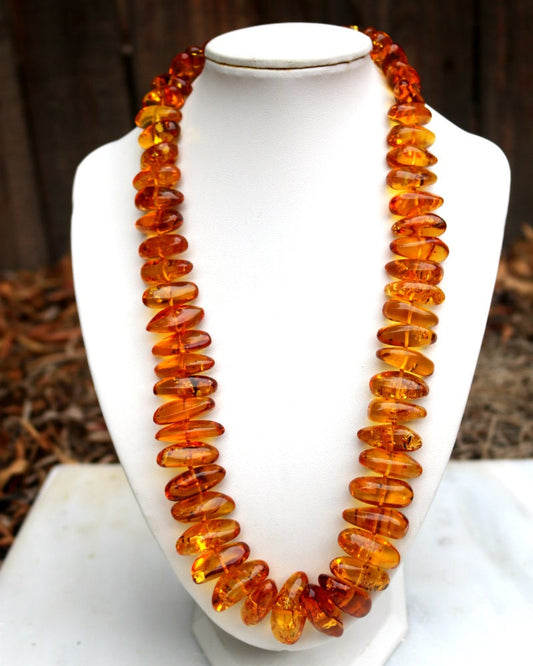 Baltic Amber Jewelry Necklace Honey Chunky Natural Beaded 22.5″ 75.8 gram