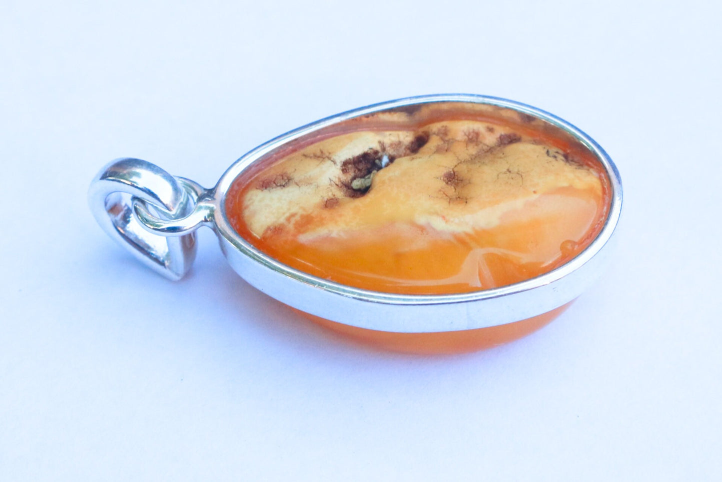 Baltic Amber Jewelry Pendant Antique Butterscotch Yolk Unisex 1.81" 9.1 gram 925 Silver