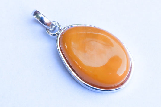 Baltic Amber Jewelry Pendant Antique Butterscotch Yolk Unisex 1.81" 9.1 gram 925 Silver