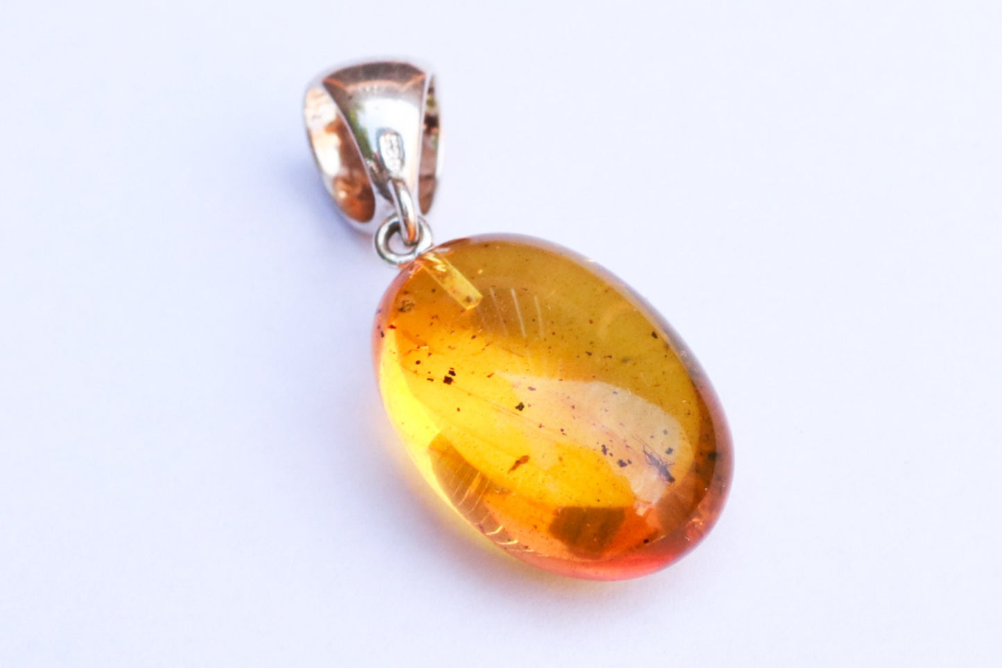 Baltic Amber Pendant with Fossil Insect Oval Yellow Natural Inclusions 1.55" 26.2 gram