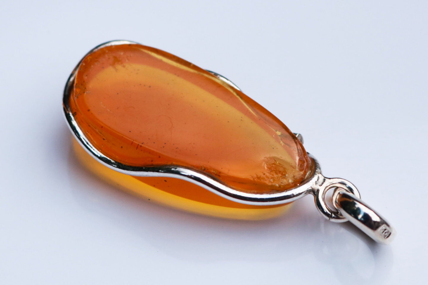 Baltic Amber Pendant Honey Natural Untreated Unisex Cloudy 2.12″ 8.3 gram 925 silver
