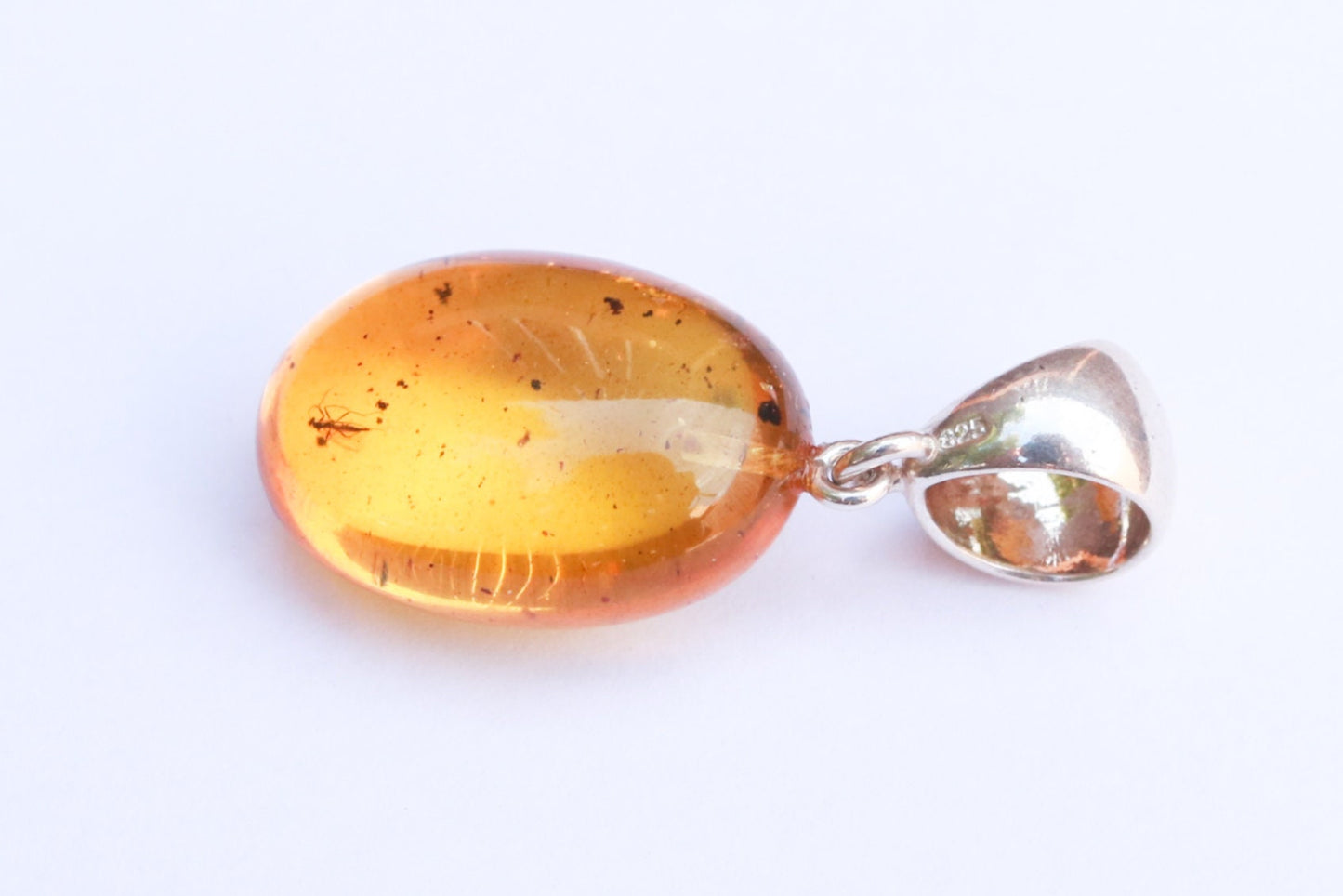 Baltic Amber Pendant with Fossil Insect Oval Yellow Natural Inclusions 1.55" 26.2 gram