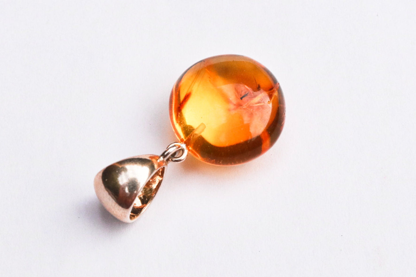 Baltic Amber Pendant with Fossil Insect Fly Natural Honey 1.38" 4.1 gram 925 Silver