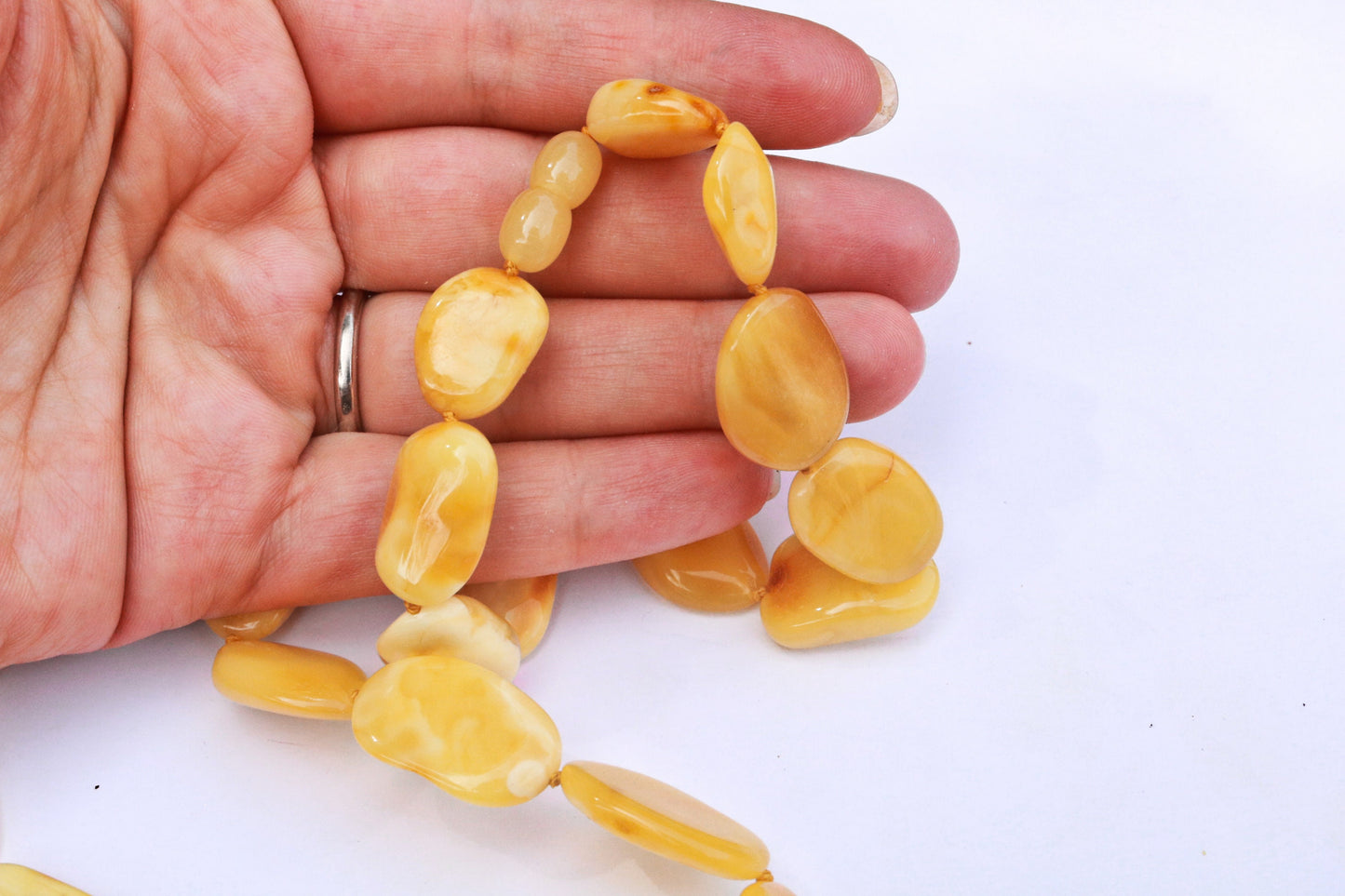 Baltic Amber Necklace Butterscotch Beaded Natural Untreated Jewelry Unisex 23.5" 27.8 gram