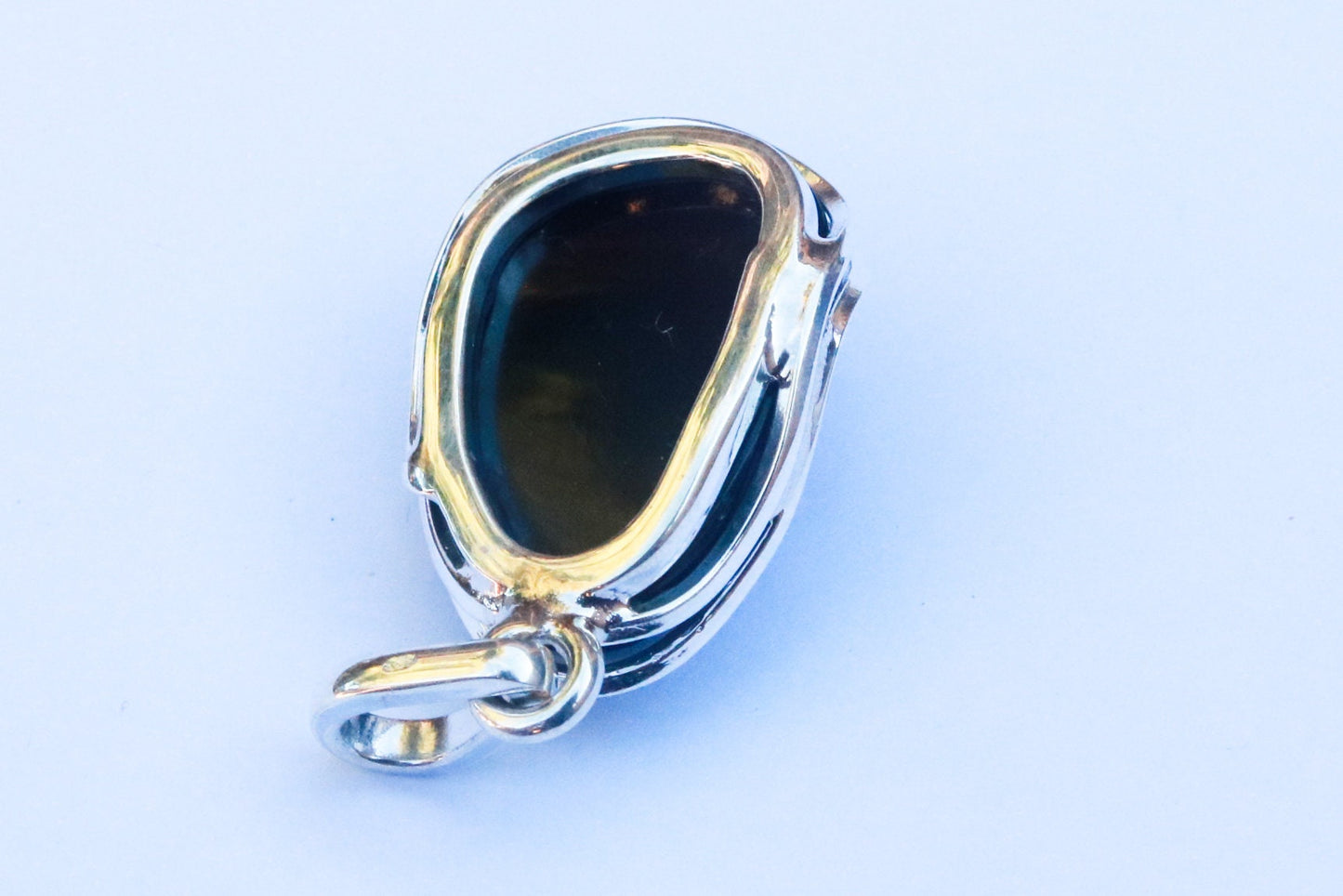 Baltic Amber Pendant Cherry Drop Natural Untreated Unisex Jewelry 1.93" 14.1 gram 925 Silver