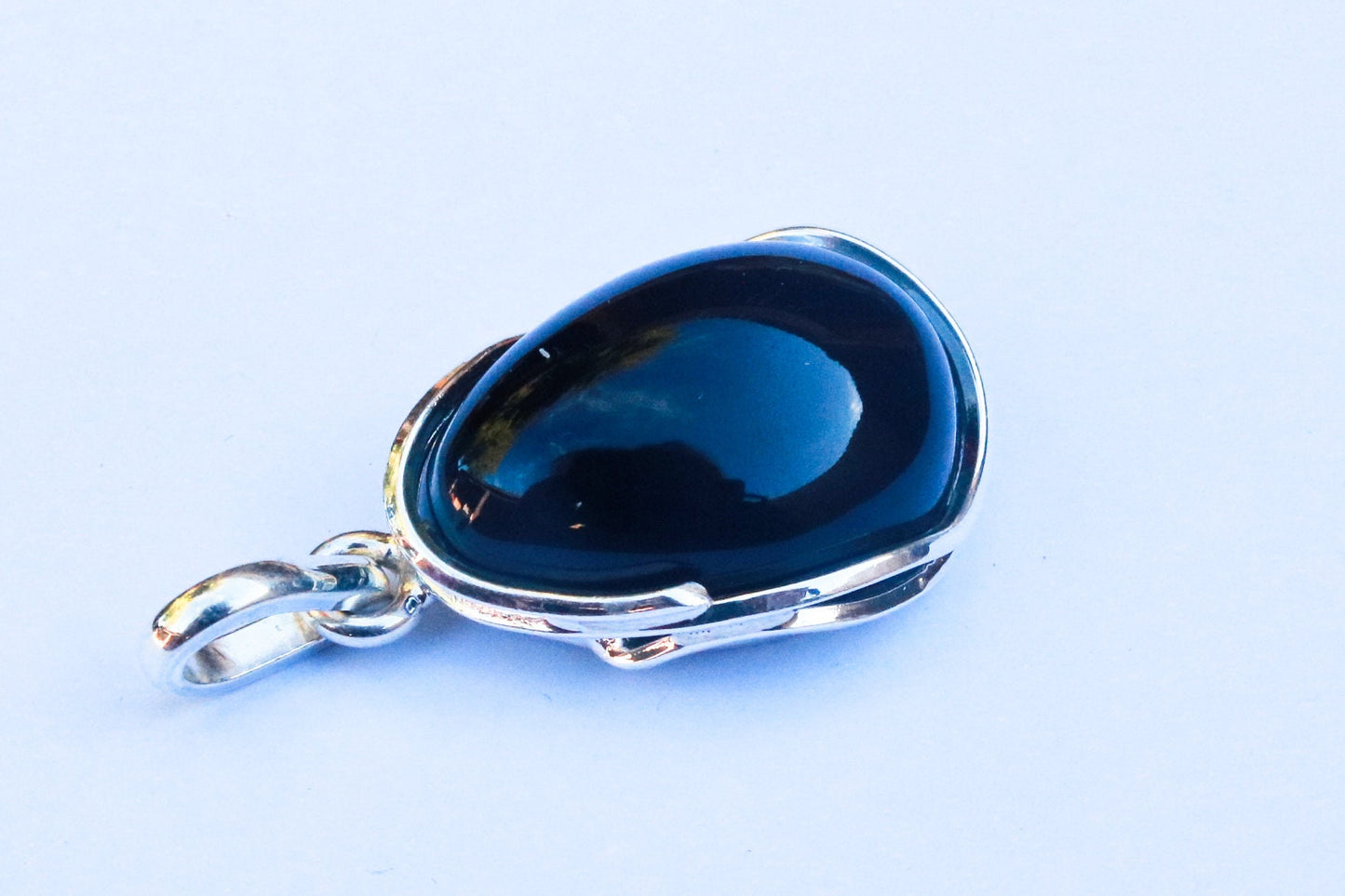 Baltic Amber Pendant Cherry Drop Natural Untreated Unisex Jewelry 1.93" 14.1 gram 925 Silver
