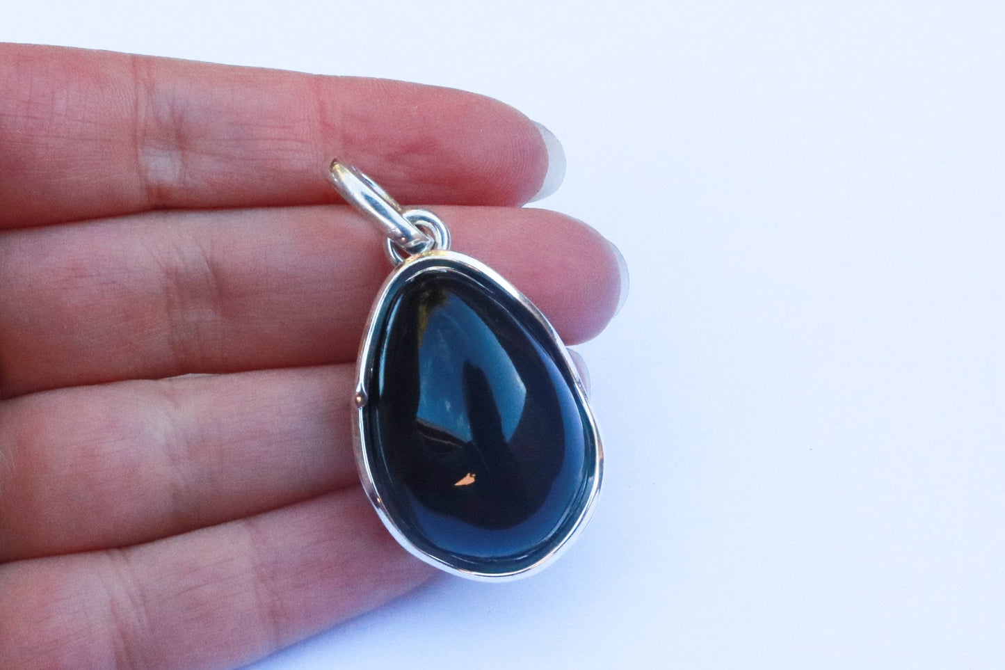 Baltic Amber Pendant Cherry Drop Natural Untreated Unisex Jewelry 1.93" 14.1 gram 925 Silver