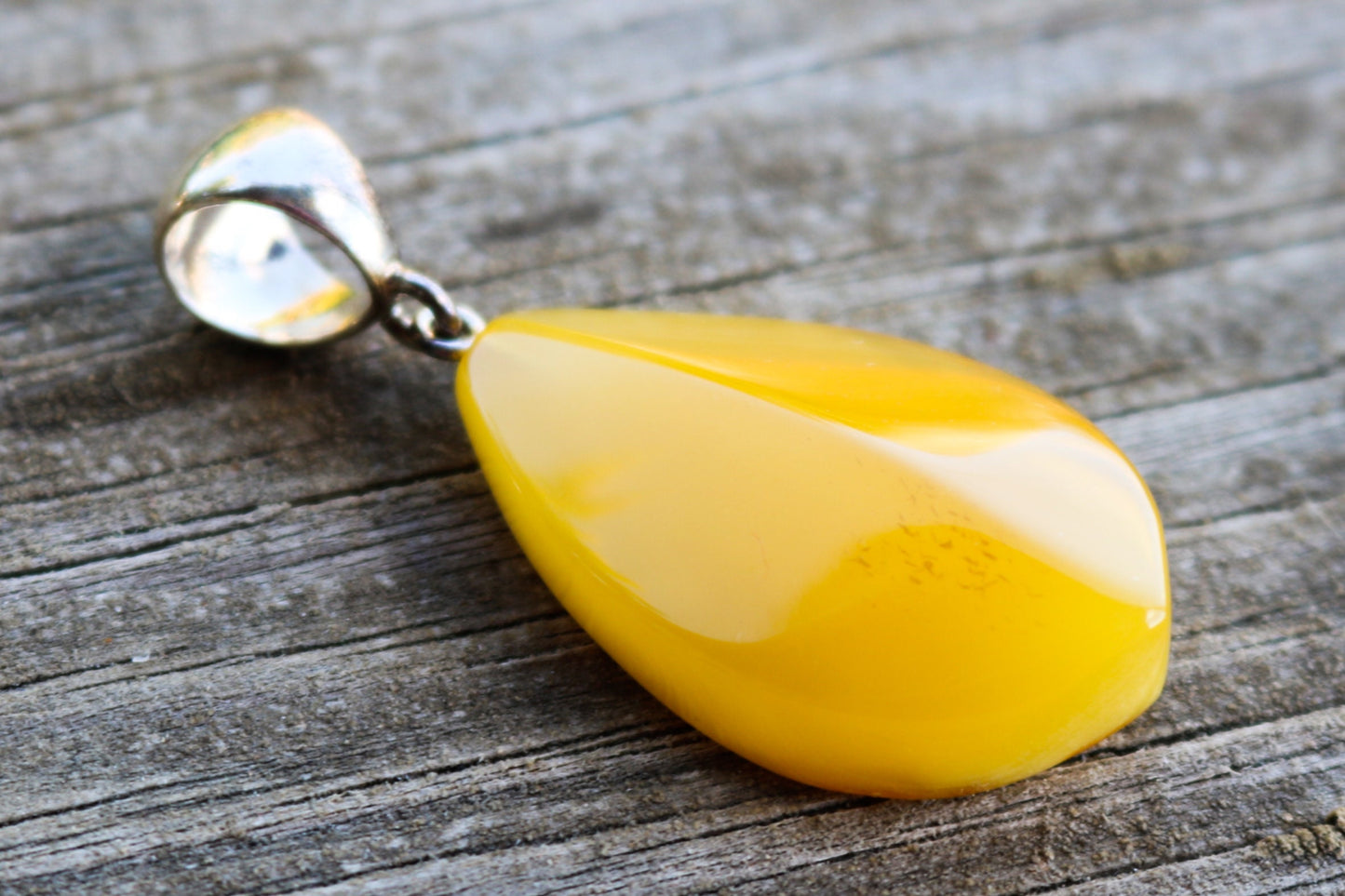 Baltic Amber Pendant Butterscotch Faceted Yellow Natural Untreated Unisex Jewelry 2" 6.4 gram 925 Silver