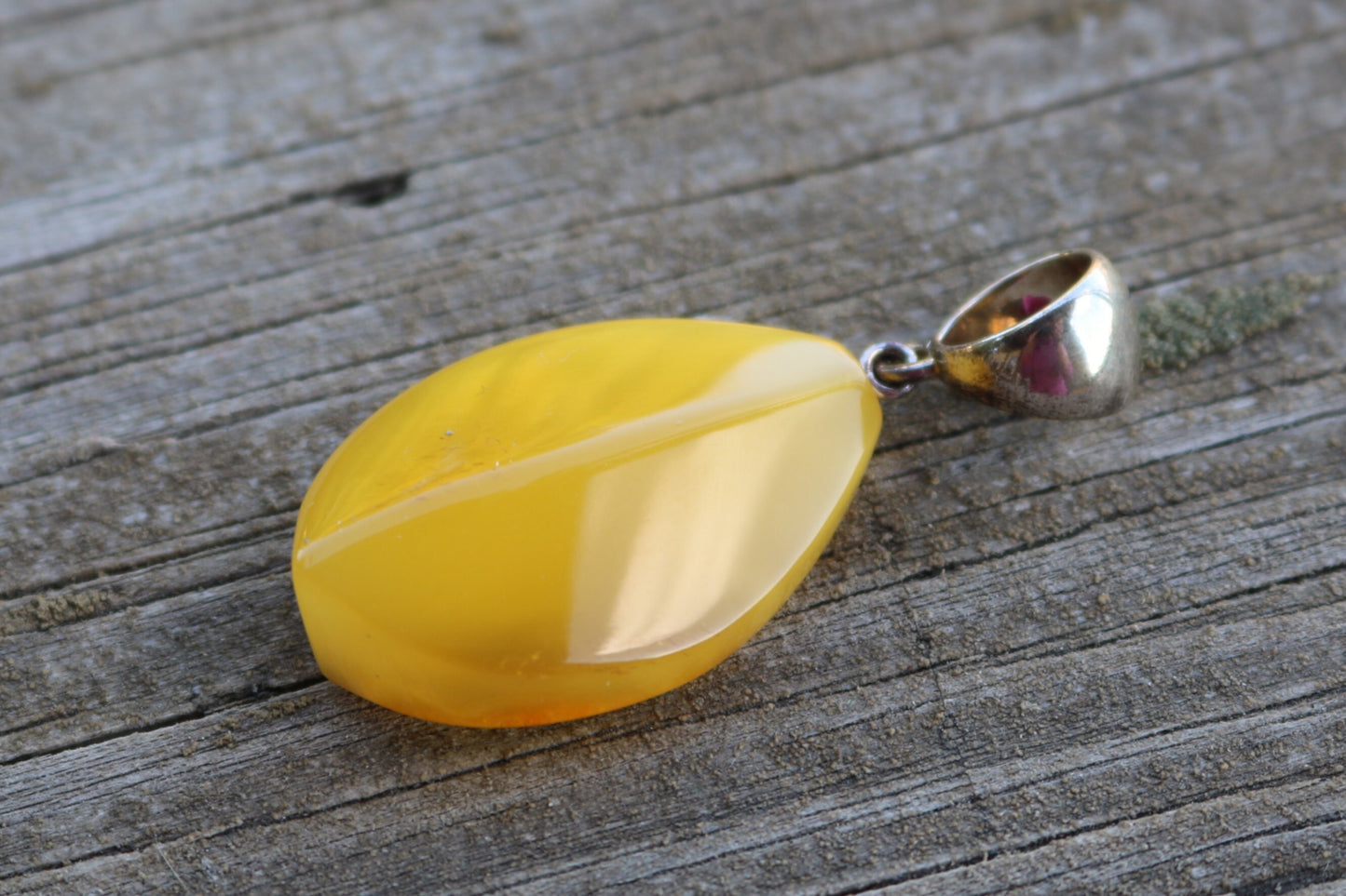 Baltic Amber Pendant Butterscotch Faceted Yellow Natural Untreated Unisex Jewelry 2" 6.4 gram 925 Silver