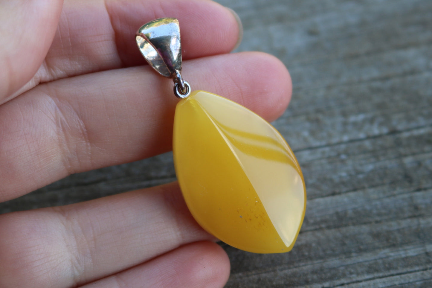 Baltic Amber Pendant Butterscotch Faceted Yellow Natural Untreated Unisex Jewelry 2" 6.4 gram 925 Silver