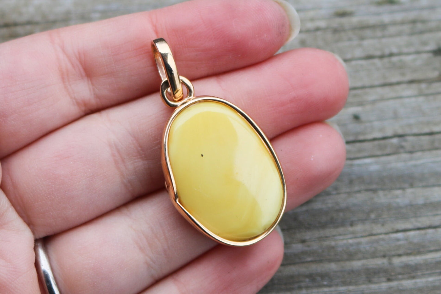 Baltic Amber Pendant Butterscotch Gold Plated Silver Natural Untreated Jewelry 1.73" 6.8 gram