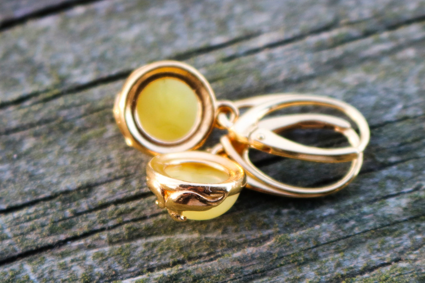 Baltic Amber Earrings Butterscotch Milky Gold Plated Oval Jewelry 1.19" 3 gram 925 Silver