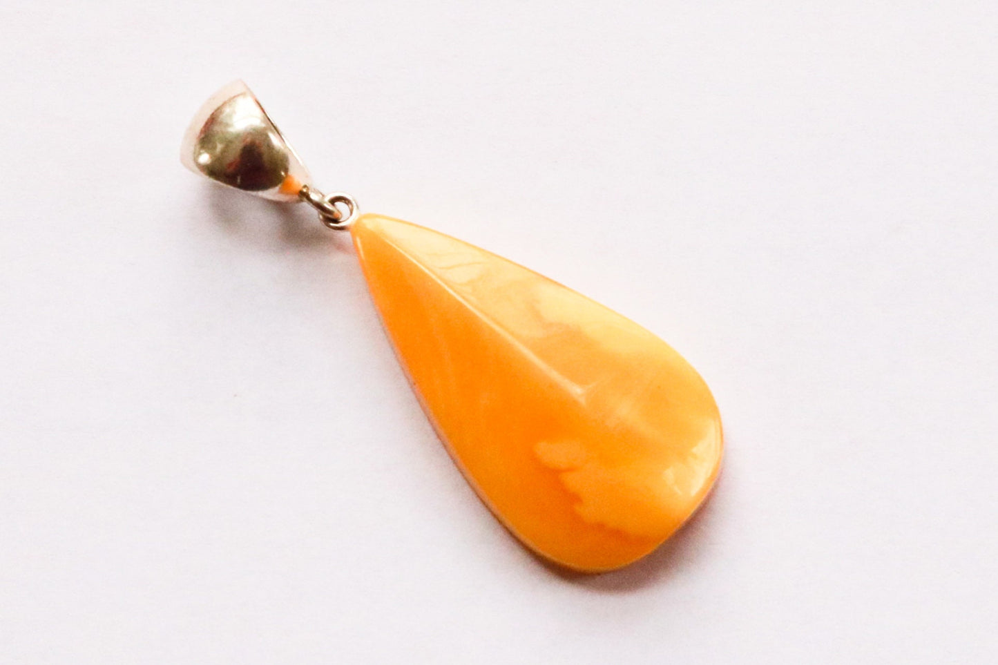 Baltic Amber Pendant Butterscotch Faceted Yolk Untreated Natural Jewelry 2.1" 5.4 gram 925 Silver