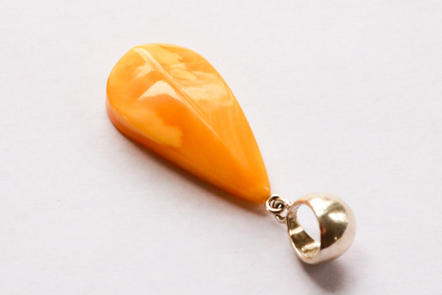 Baltic Amber Pendant Butterscotch Faceted Yolk Untreated Natural Jewelry 2.1" 5.4 gram 925 Silver