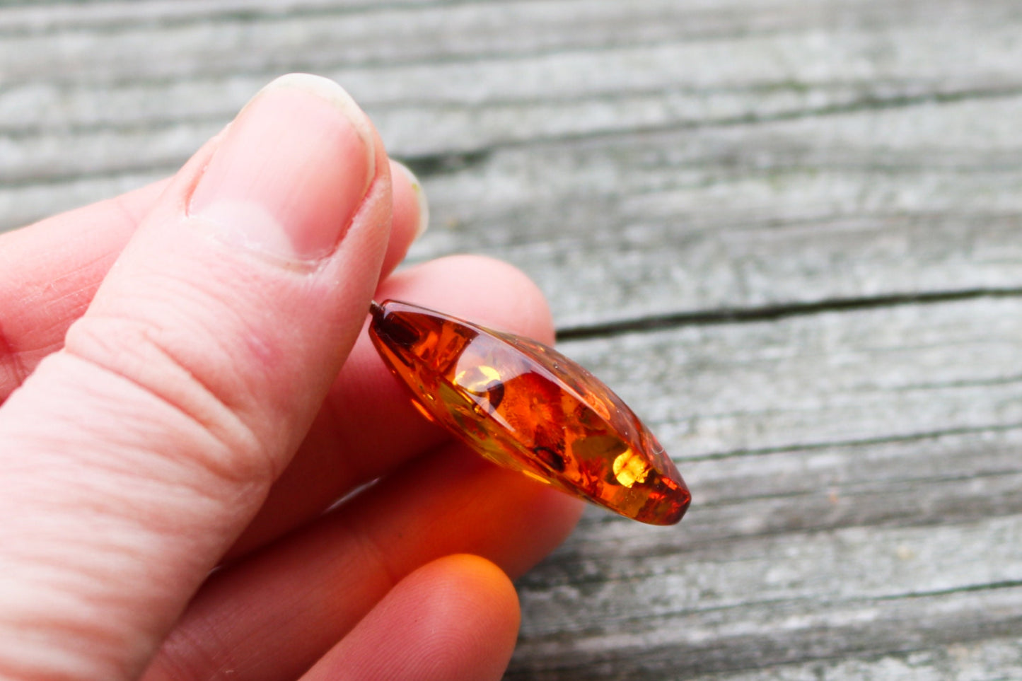Baltic Amber Pendant Honey Faceted Natural Sparkling 1.9" 5.3 gram 925 Silver