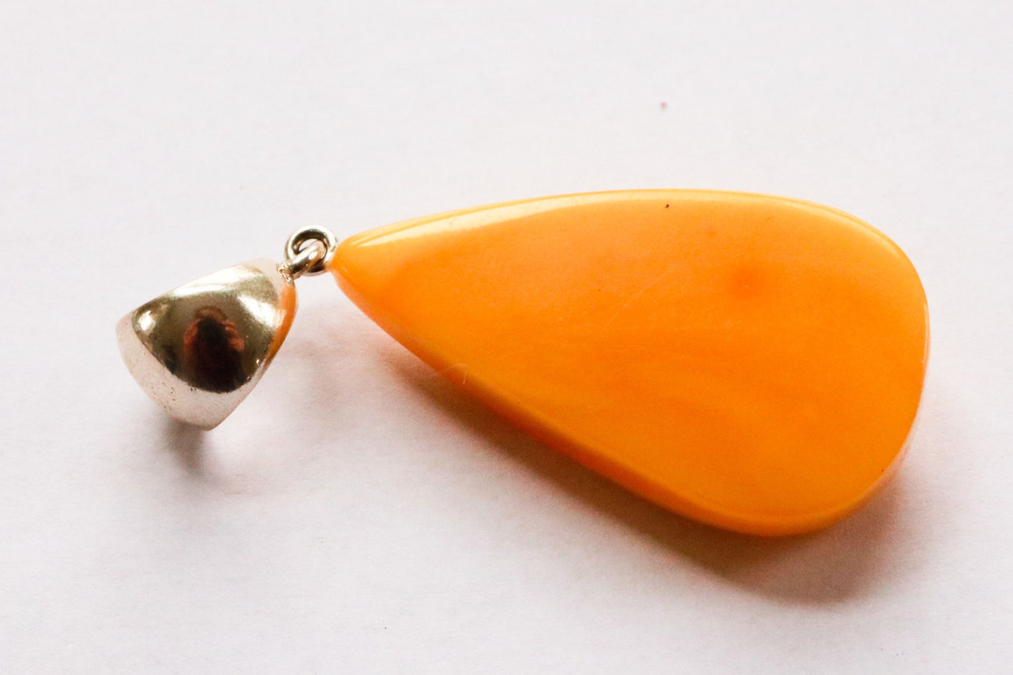 Baltic Amber Pendant Butterscotch Faceted Yolk Untreated Natural Jewelry 2.1" 5.4 gram 925 Silver