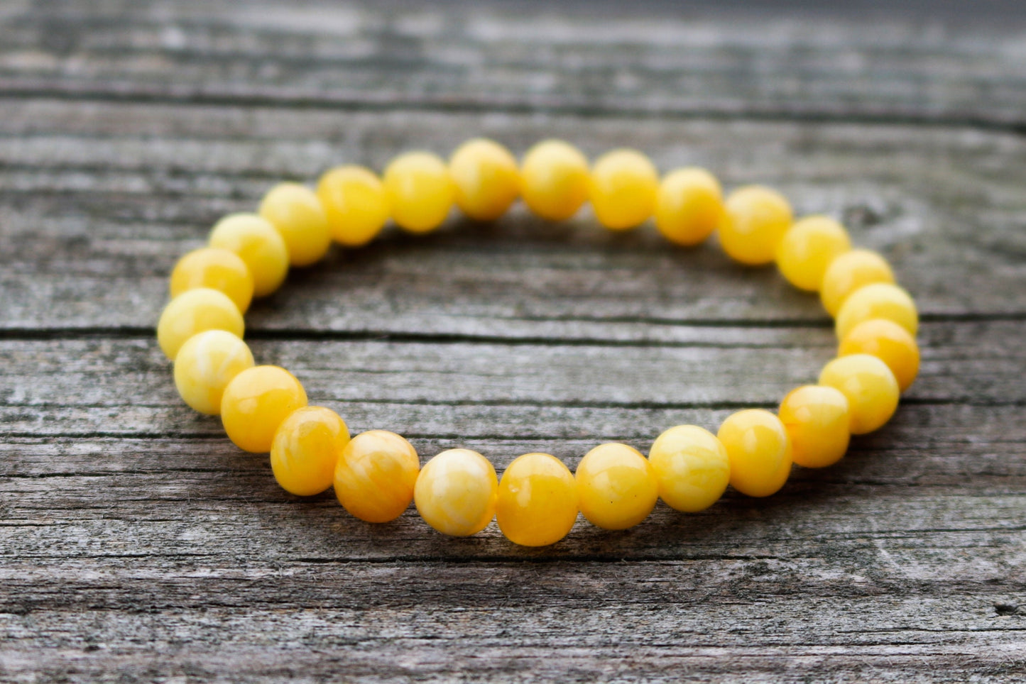 Baltic Amber Bracelet Butterscotch Baroque Beads Natural Untreated 6.5" 7 mm 6 gram