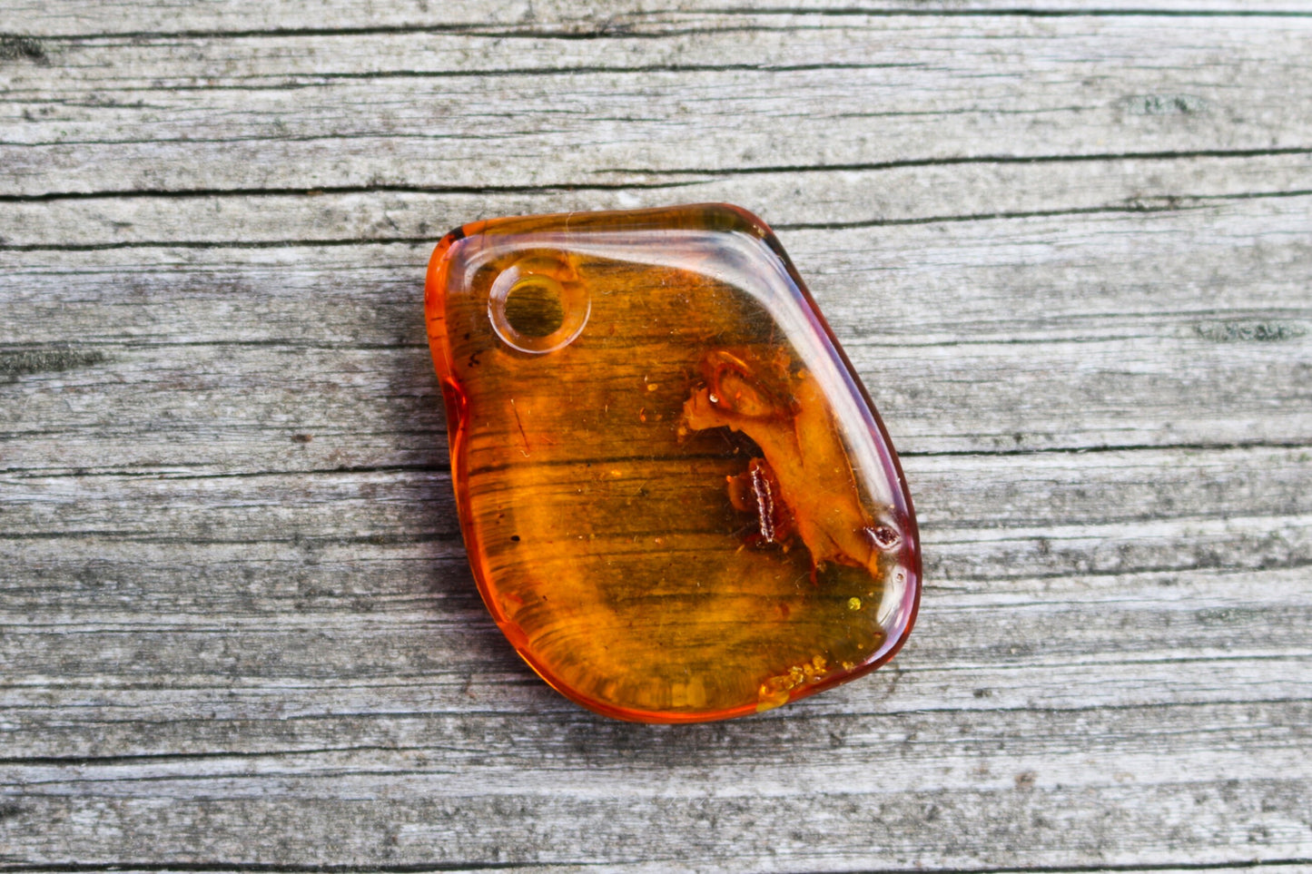 Baltic Amber Pendant Honey Pierced Natural Jewelry Unisex Chunky 1.72" 6.9 gram