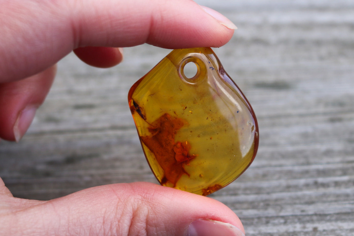 Baltic Amber Pendant Honey Pierced Natural Jewelry Unisex Chunky 1.72" 6.9 gram