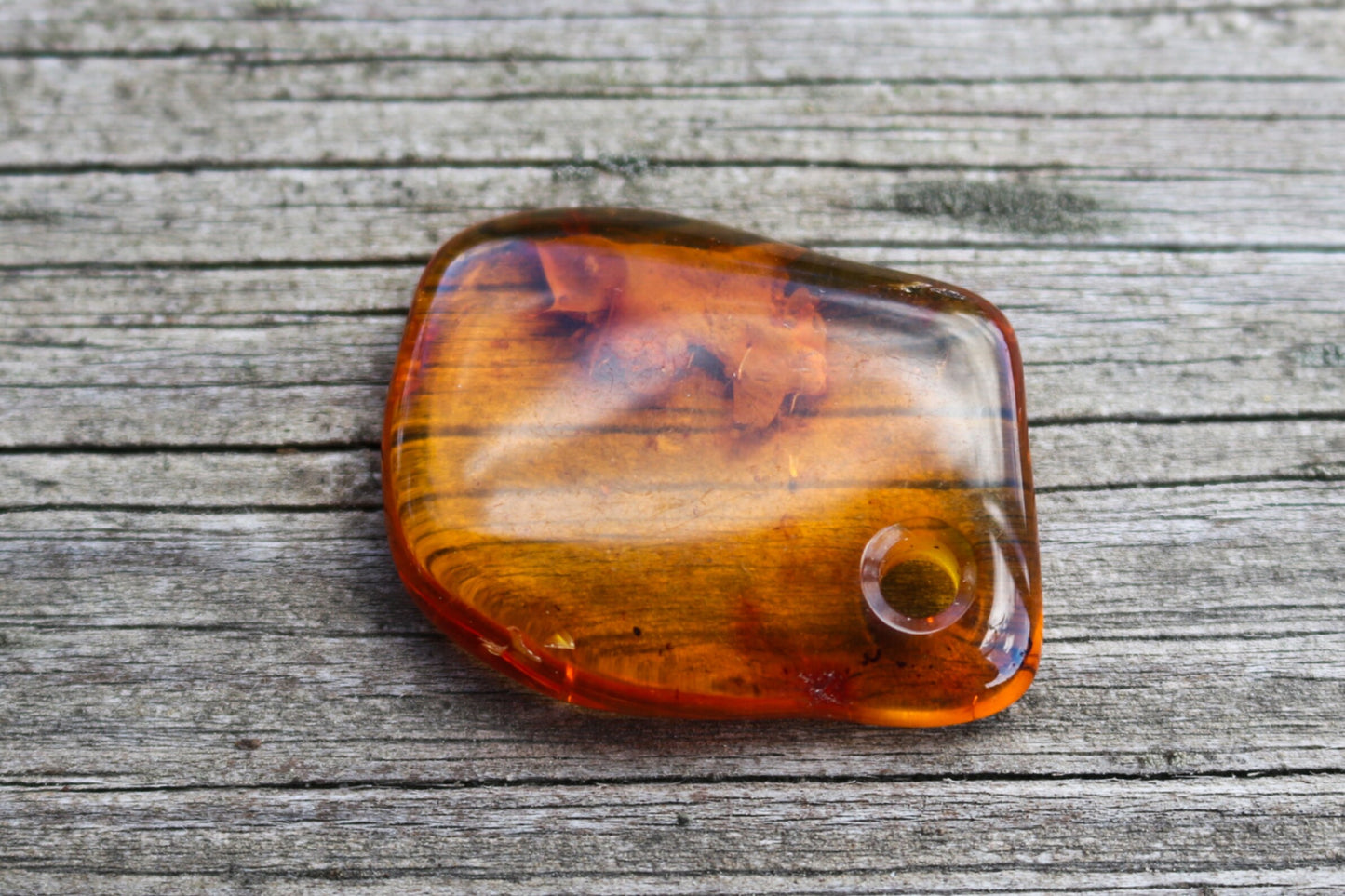 Baltic Amber Pendant Honey Pierced Natural Jewelry Unisex Chunky 1.72" 6.9 gram
