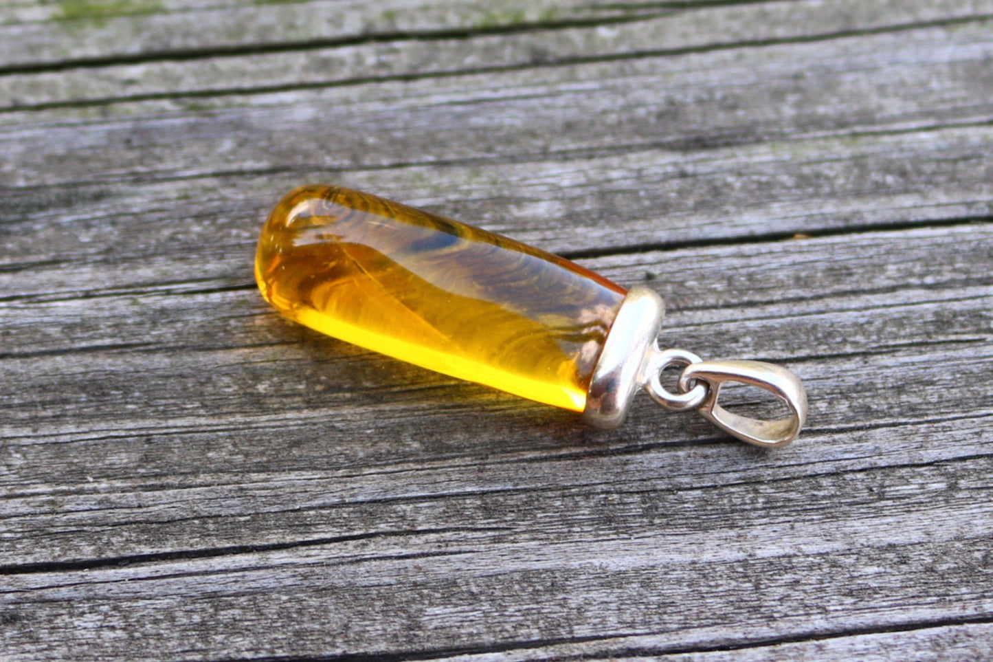Baltic Amber Pendant Fossil Insect Natural Untreated Honey Unisex 1.61" 3.2 gram 925 Silver