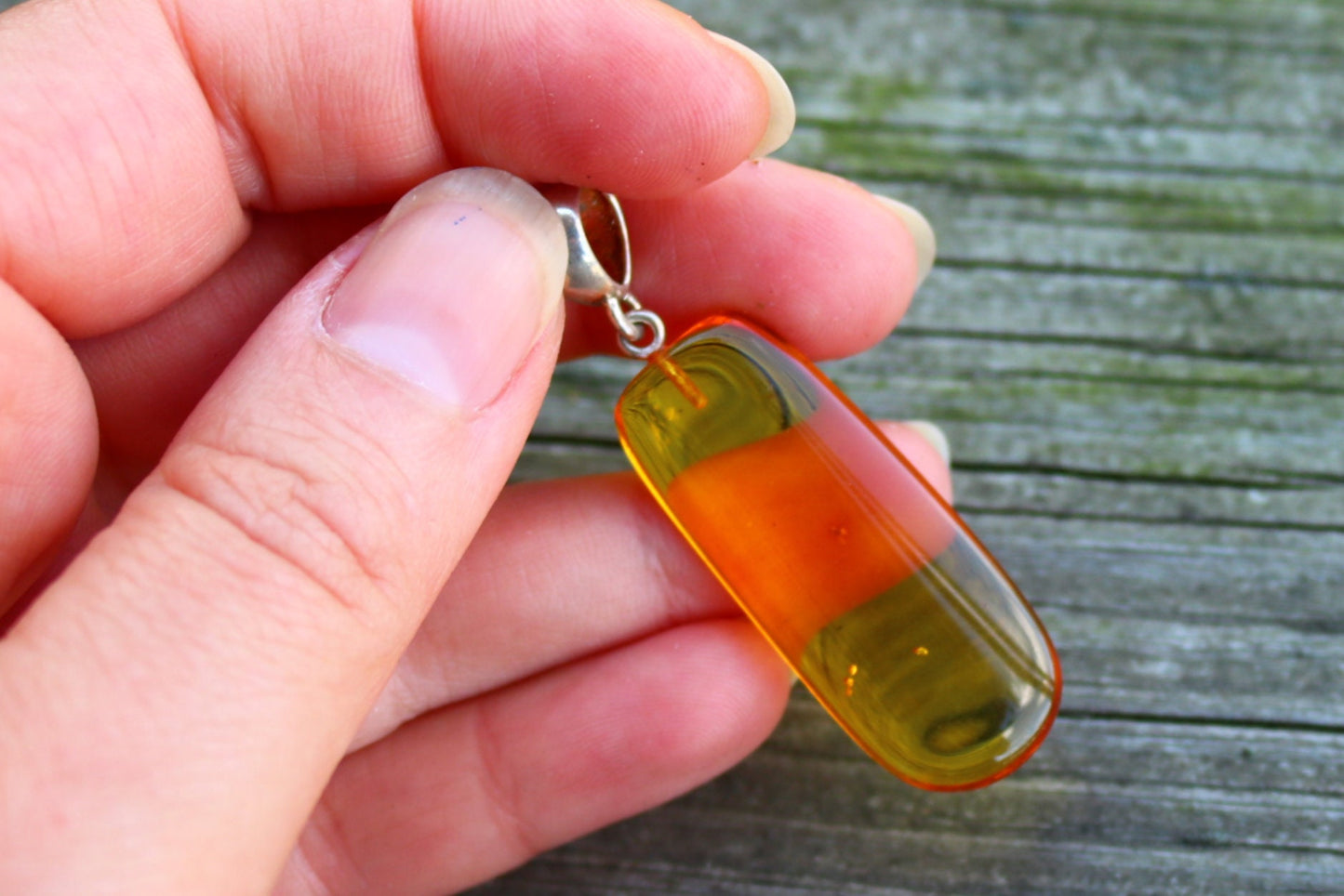 Baltic Amber Pendant Fossil Insect Natural Honey Unisex Jewelry 2.14" gram 925 silver