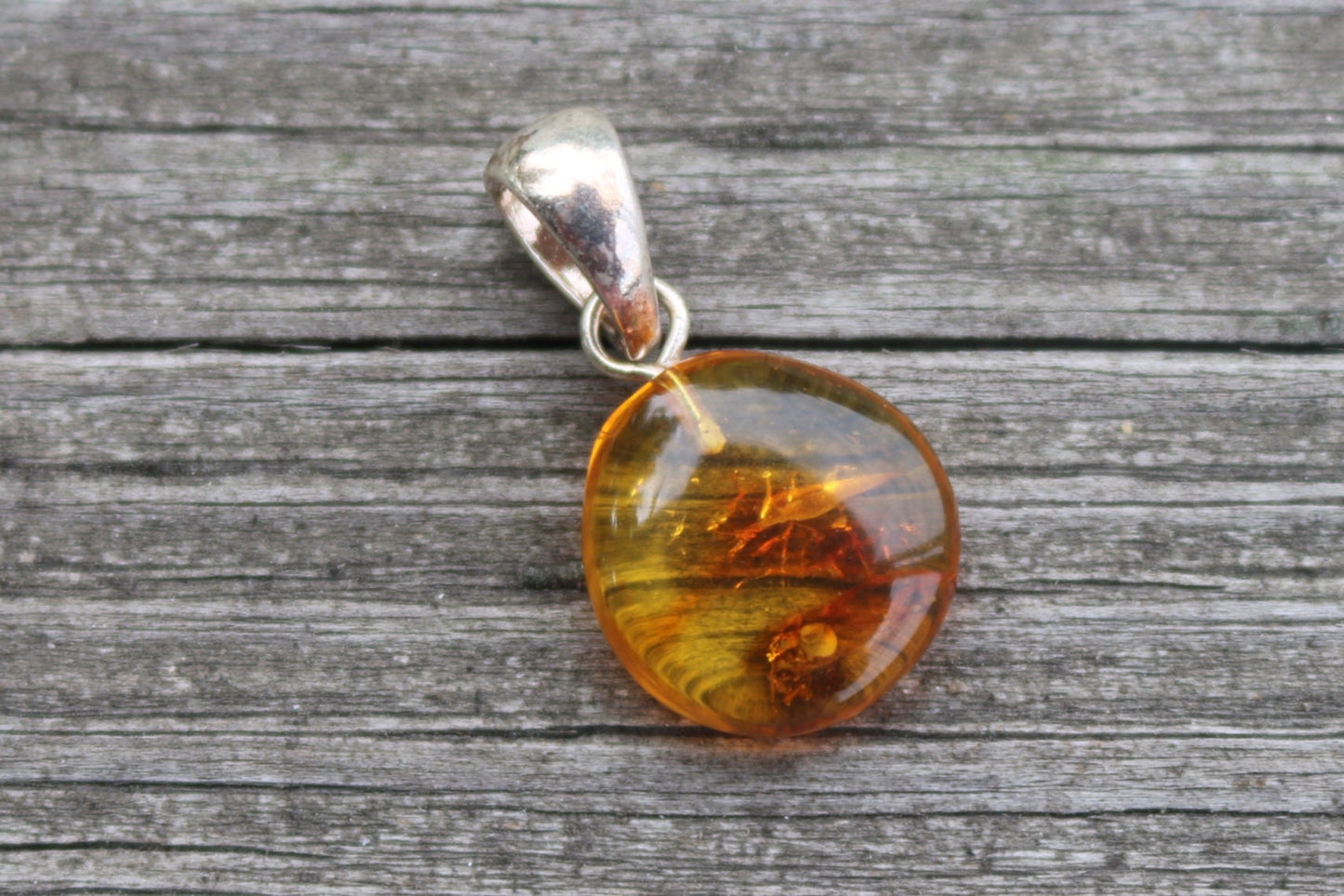 Baltic Amber Pendant Fossil Insect Spider Natural Honey Unisex Jewelry 1.05" 1.6 gram 925 silver