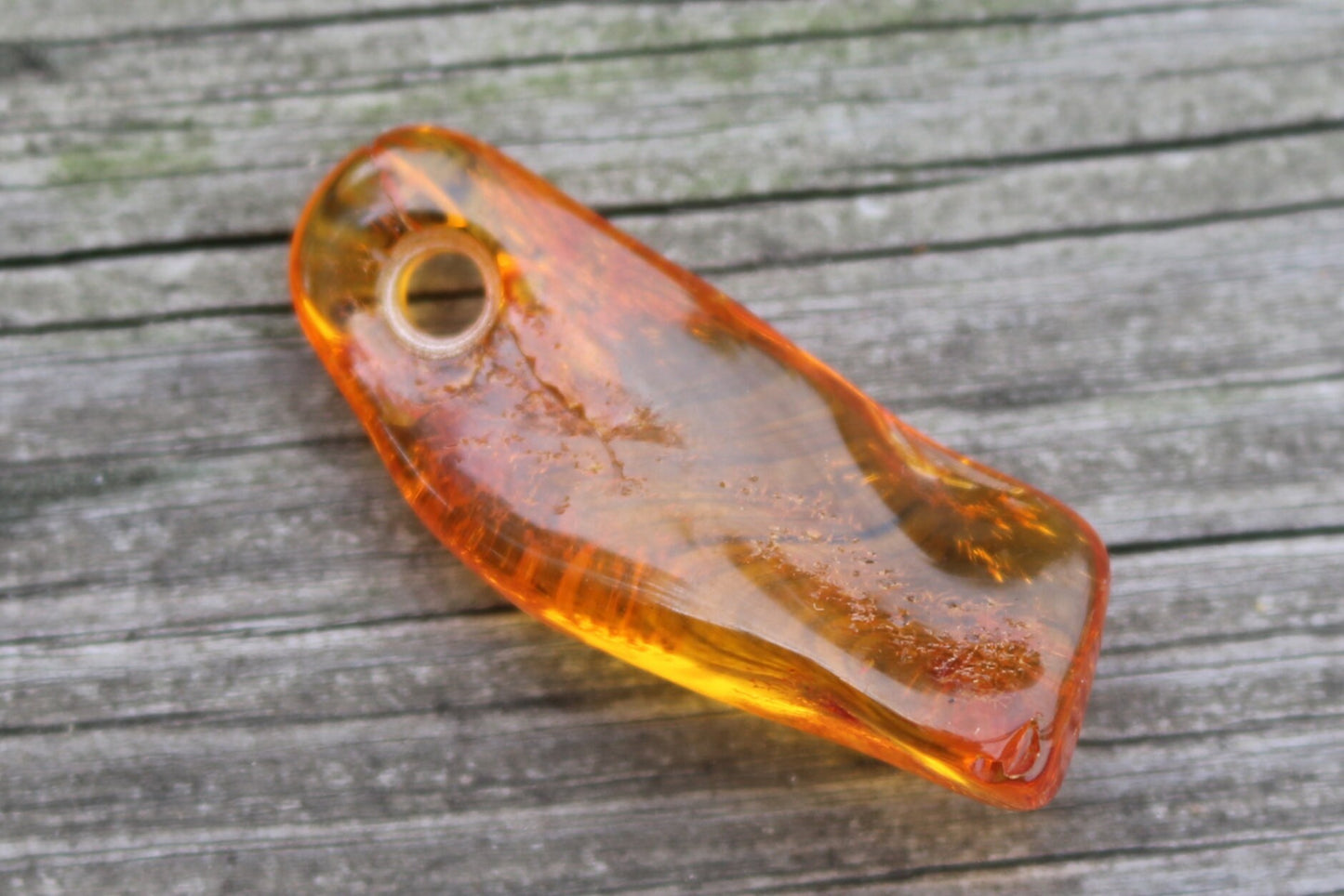 Baltic Amber Honey Pendant Pierced Chunk Polished Natural Unisex 1.92" 5.3 gram 925 Silver