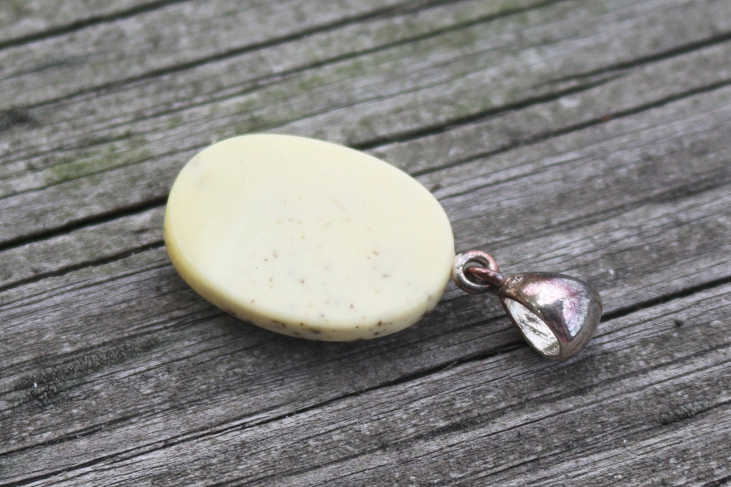 Baltic Amber Pendant White Oval Natural Untreated Unisex Jewelry 1.39" 2.3 gram