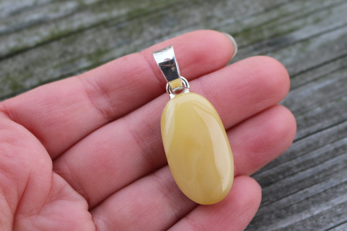 Baltic Amber Butterscotch Pendant Oval Unisex Jewelry 1.8" 8.9 gram 925 Silver