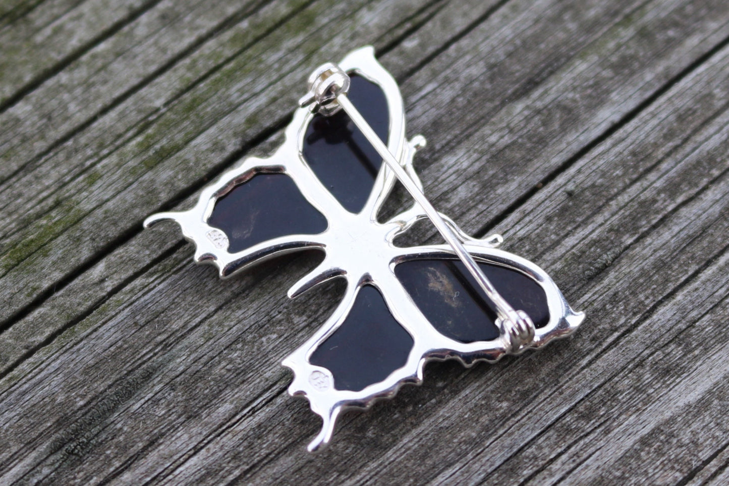 Baltic Amber Butterfly Pin Brooch Cherry Jewelry Natural 925 Silver
