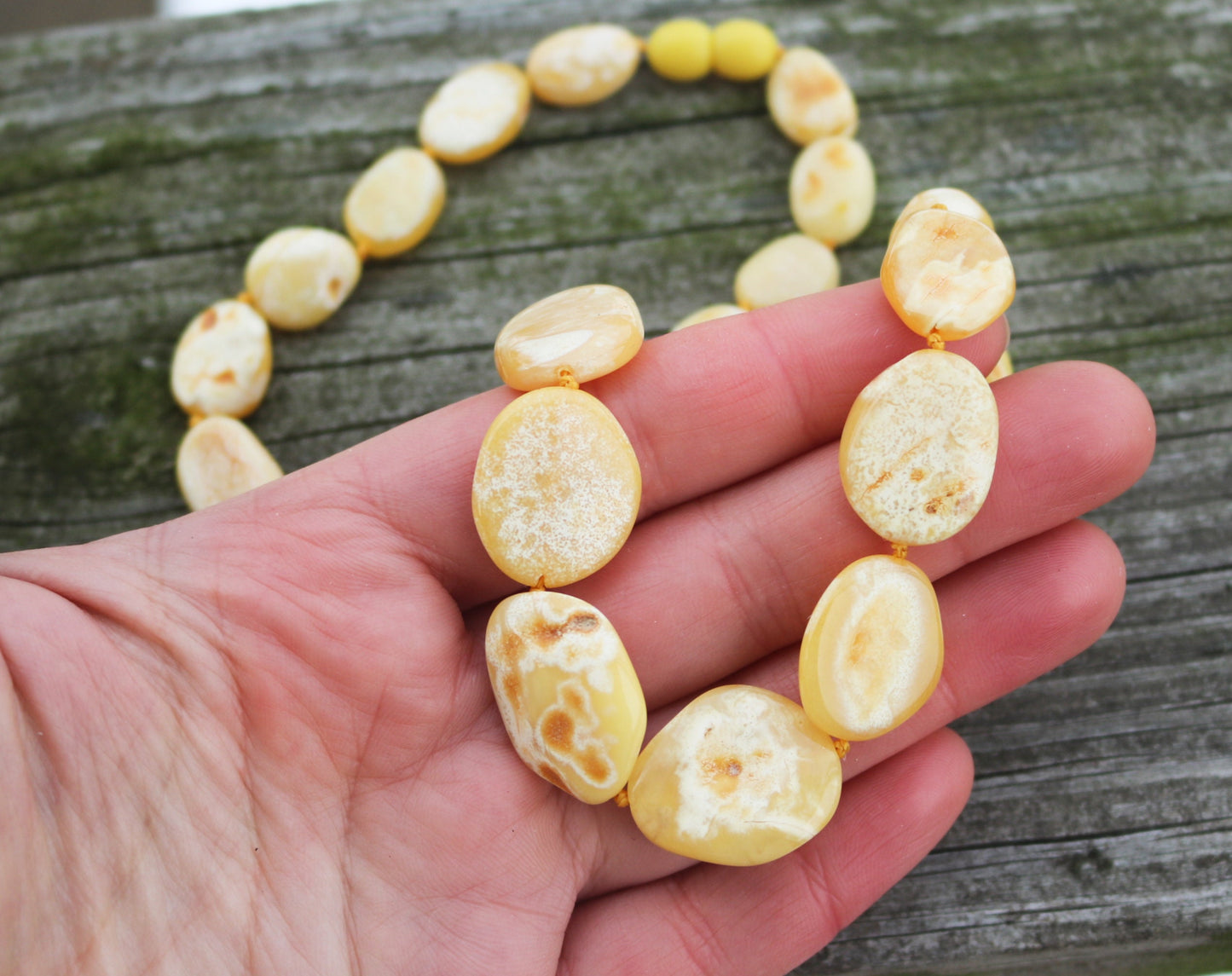 Baltic Amber Necklace Butterscotch Beads Natural Untreated Unisex Jewelry 20″ 22.6 gram