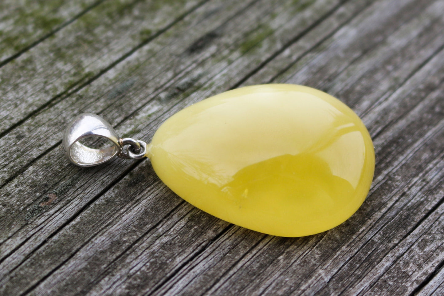 Baltic Amber Pendant Butterscotch Drop Natural Untreated Unisex 2" 9 gram 925 silver