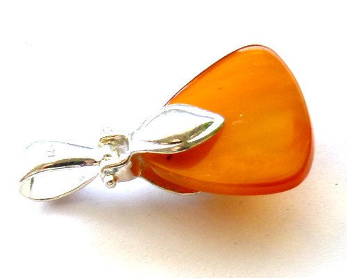 Baltic Amber Pendant Antique Butterscotch Yolk Caramel 1.3" 3.7 gram 925 Silver