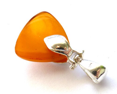 Baltic Amber Pendant Antique Butterscotch Yolk Caramel 1.3" 3.7 gram 925 Silver