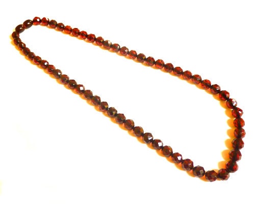 Baltic Amber Necklace Faceted Cherry Ball Beads Natural Jewelry 18.5" 14.7 gram
