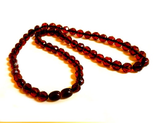 Baltic Amber Necklace Faceted Cherry Ball Beads Natural Jewelry 18.5" 14.7 gram