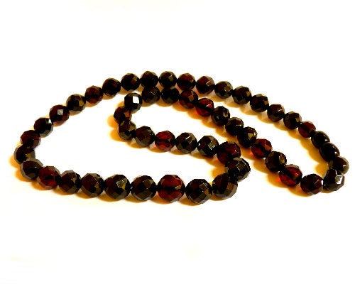 Baltic Amber Necklace Faceted Cherry Ball Beads Natural Jewelry 18.7" 14.4 gram