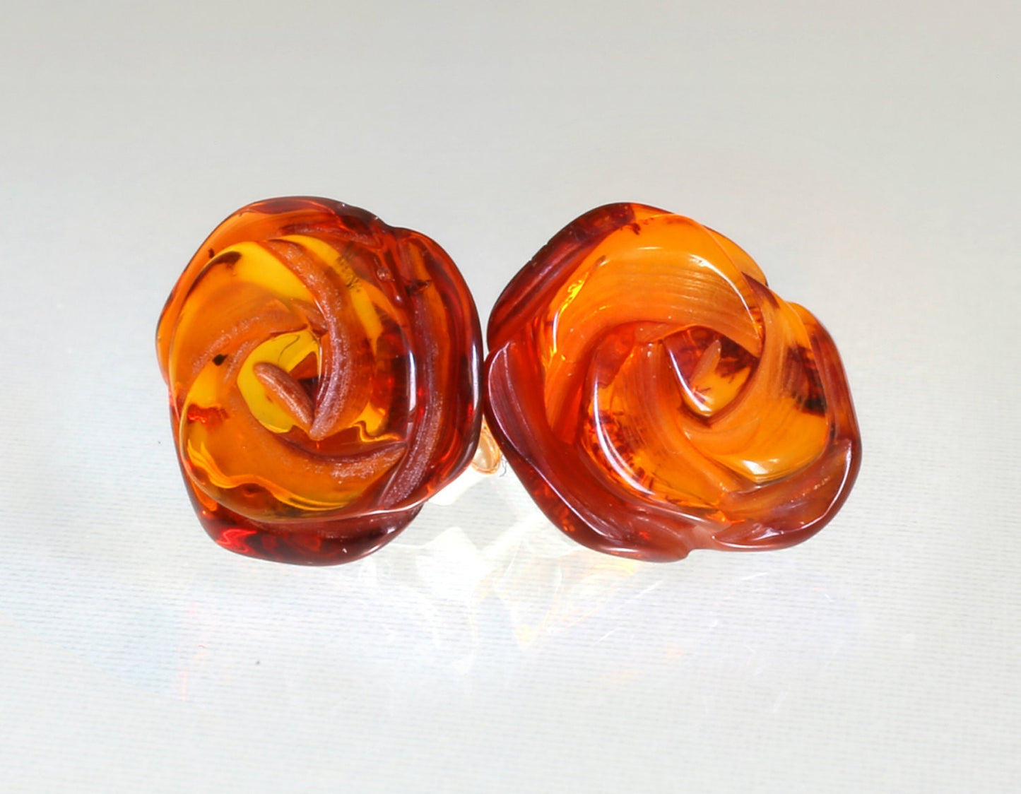 Flower Earrings - Rose Earrings - Rose Stud Earrings - Gift For Her - Baltic Amber Earrings - Cognac Amber Earrings - Flower Jewelry